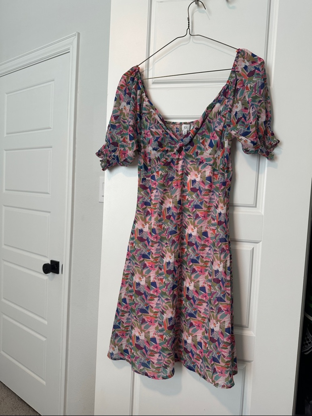 NSR Pink and Green Floral-Print Dress